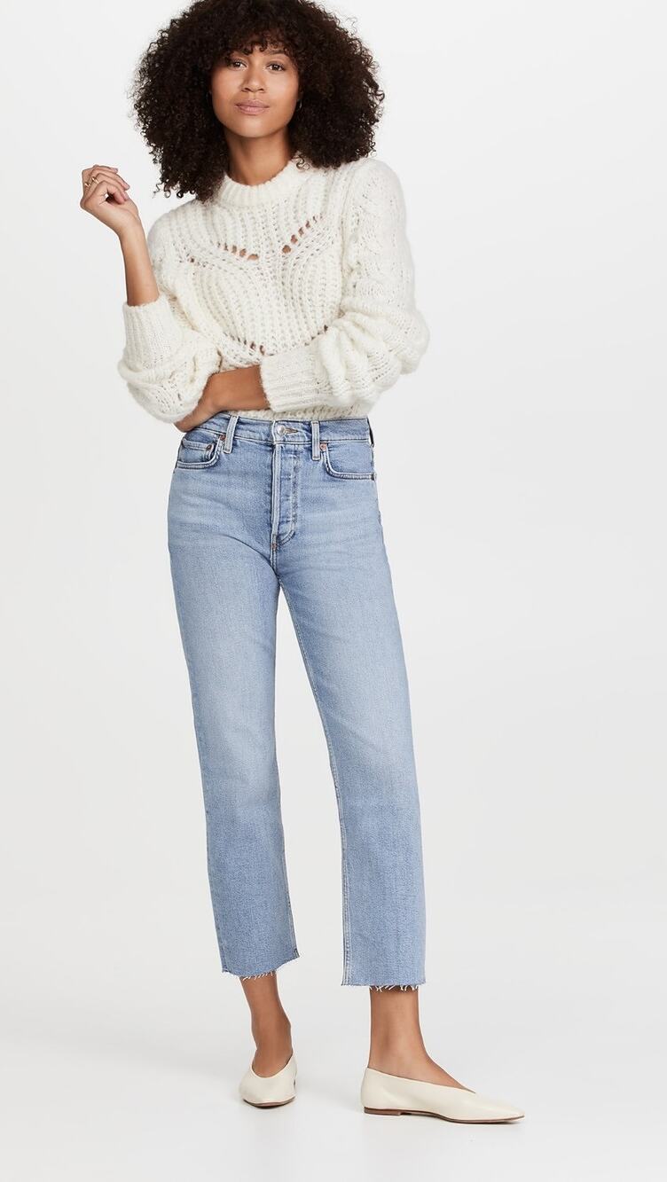 NWT RE/DONE 70s High-Rise Stove Pipe Straight-Leg Light Wash Jeans Size 26
